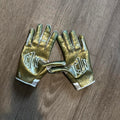 Gold and white Under Armour football gloves(C1N)